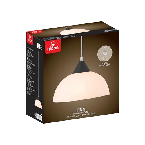 GLOBE Electric 60435 1-Light Plug-in Pendant Light Fixture, Dark Bronze Finish, Frosted Shade, Adjustable Clear Cord Height, Modern Hanging Lights for Kitchen Island, Hallway, or Dining Room