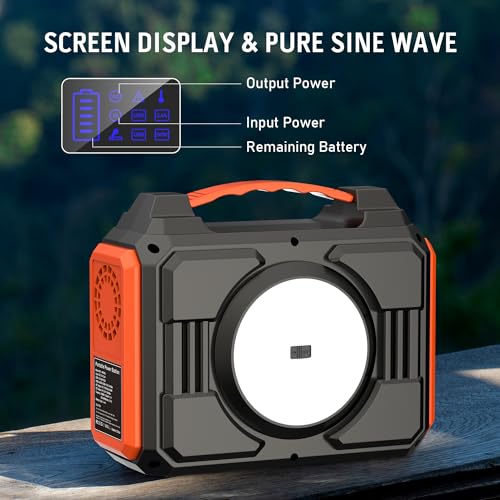 Portable Power Station Bank 300W Rated(600W Peak),220Wh Solar Powered Power Bank with 2 AC Outlet 110V Pure Sine Wave, 60000mAh Power Bank Lithium Battery Pack for Home Outdoor Camping Emergency