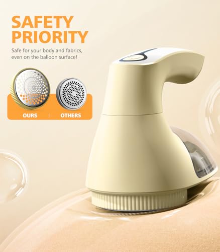 POPCHOSE Fabric Shaver, Rechargeable Lint Remover Defuzzer Sweater Shaver, Fuzz Remover for Clothes, Sweater, Furniture, Couch, Cashmere(Two 6-Leaf Blades Extra, Electrostatic Brush)…