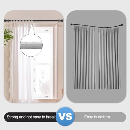 Authandis Matte Black Curtain Rods for Bedroom with Brackets,5/8 Inch Diameter Small Window Curtain Rod 32 to 48 Inches,Easy Install Drapery Rods