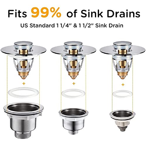 Universal Sink Stopper, Sink Stopper Replacement，Strainer for Bathroom Sink，1.1~1.5” Bathtub Stopper for Kitchen Bathroom Sink Stopper Drain Filter.(Silver)
