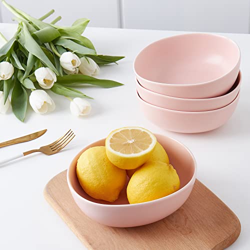 Stone Lain Delilah 6-inch Bowl 6-Piece Dish Set, Porcelain, Blush