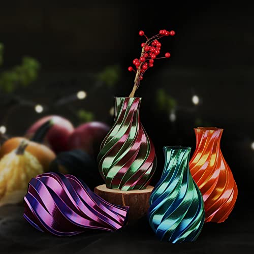 AMOLEN Silk PLA 3D Printer Filament Bundle, Shiny Multicolor Rainbow PLA Filament 1.75mm Pack, Fast Color Change PLA 3D Printing Filament for Most FDM 3D Printer, 200g X 4 Spools