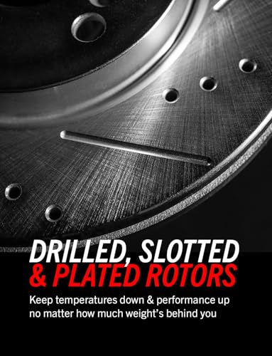 Power Stop Brake Kit For 2012-2018 Ford F-150 6 Lug - Rear Truck & Tow Carbon Fiber Ceramic Brake Pads and Drilled and Slotted Brake Rotor Replacement, K6271-36