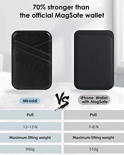 Miroddi for MagSafe Wallet, Strongest Magnetic Wallet Card Holder for iPhone 16/15/14/13/12 Series, 0.12” Invisible Ultra-Thin Magnetic Phone Wallet, 3 Card Slots, Fits 3 Cards, Vegan Leather, Gray