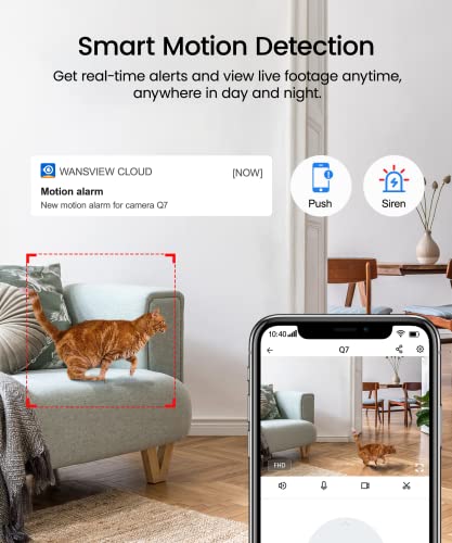 wansview Cameras for Home Security- 2K Indoor Camera, Motion Detection, Cat/Dog/Baby Camera with Pan Tilt, SD Card & Cloud Storage, Works with Alexa