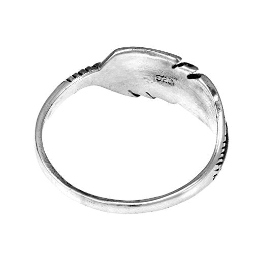 AeraVida Tribal Feather .925 Sterling Silver Band Ring | Feather Ring for Women Sterling Silver | 925 Sterling Silver Band Ring | Sterling Silver Ring Sizes 6-10 (7.5)