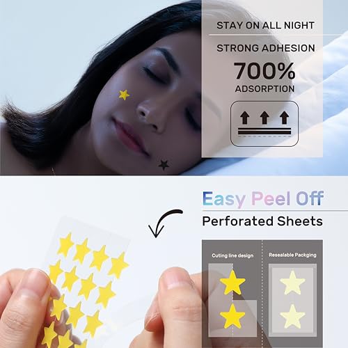 POINTMASS Star Pimple Patches: 6 Colors 312 Thickened Hydrocolloid Acne Patches Cute for Face and Skin Covering of Blemishes Zits etc. Acne Patches Contain Tea Tree Oil