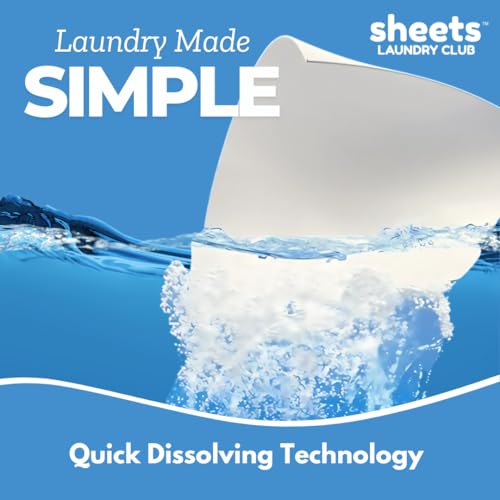 Sheets Laundry Club Laundry Detergent Sheets, 100 Loads - Fragrance Free Scent, Eco-Friendly, Quick-Dissolving Formula, Hypoallergenic, Septic Safe, Plastic-Free Packaging - 50 Sheets