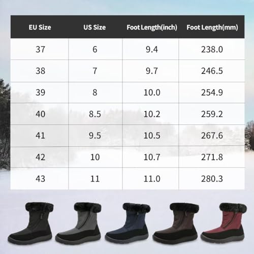 Cheval Winter Snow Boots for Women, Fur Lined Warm Mid Calf Booties, Outdoor Anti-slip Waterproof Comfortable Short Boot, Botas De Invierno Para Mujert