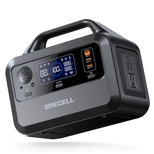 GRECELL Portable Power Station 300W, 230Wh LiFePO4 (LFP) Battery, 1.5hrs Fast Charging, 2 Up to 300W(Peak 600W) AC Outlets, Solar Generator for Outdoor Camping/RVs/Home Use