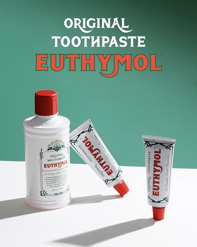 [Euthymol] Natural Flouride-Free Formula/Strong Mint Flavor for Fresh Breath, 3.7 oz | Classic Pink Toothpaste for Fresh Breath, Plaque & Tartar Remover | Travel Size Aluminum Recyclable Tube