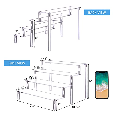 YestBuy Display Shelf Cake Stand – 4 Tier Shelf Cake Pop Stand – Multifunctional and Durable Acrylic Stand – Mounting Hardware Included – Ideal for Desserts, Cosmetics, Glassware, Figurines