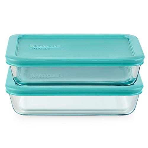 Pyrex Simply Store 5-Pack (3,4 & 6-Cup) Mixed Sized Glass Food Storage Set, Round & Rectangular Containers With Lids, BPA-Free, Dishwasher & Microwave Safe