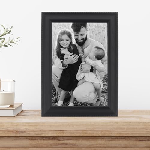 Lawrence Frames Classic Bead Picture Frame, 4x6, Black