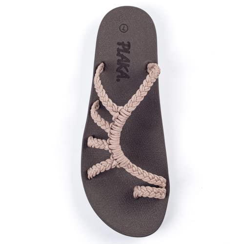 Plaka Relief Flip Flops for Women with Arch Support | Comfy Sandals for Women | Perfect for the Beach, Long Walks or Poolside | Reduces Heel & Back Pain | Brazilian Sand | Size 6