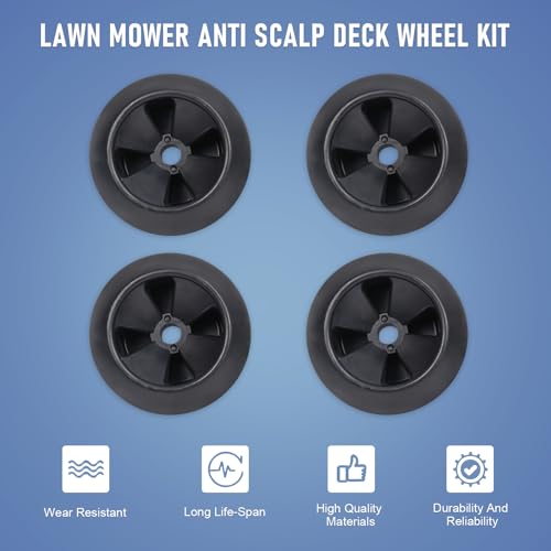 DICMIC 4Pcs Lawn Mower Anti Scalp Deck Wheel Kit Compatible with Gilson 208918 John Deere AM32639 AM54223 Noma 52204 & More