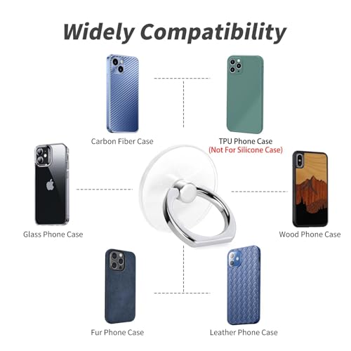 Jsoerpay Cell Phone Ring Holder, Transparent Ring Holder 360°Rotation Finger Ring Stand, Clear Cell Phone Kickstand Compatible with Most of Phones, Tablet and Case, (2Silver+1Black+1Rose Gold)