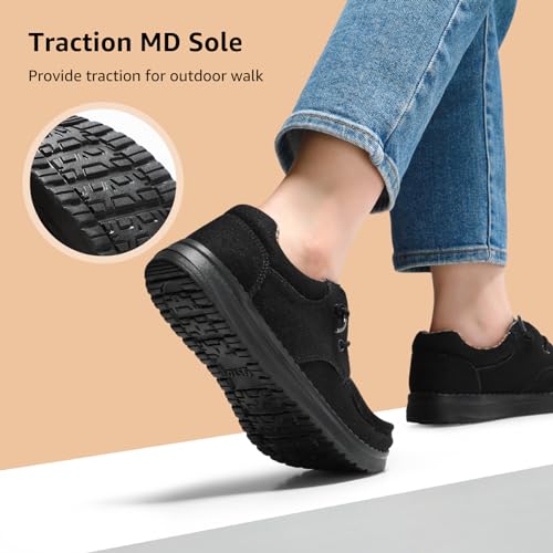 STQ Slip on Sneakers with Arch Support Women's Casual Boat Summer Orthopedic Shoes for Travel and Business Black US 6.5