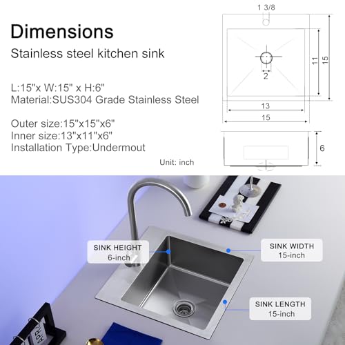 MENATT 30 inch Drop in Kitchen Sink, 304 Stainless Steel Single Bowl Topmount Kitchen Sink with 1 Hole, 9 inch Deep Single Bowl Sink, D30""xW18""xH9"", Brushed, OKL3018U-24