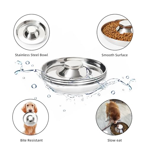 Thankspaw Stainless Steel Puppy Bowls, Set of 2 Puppy Feeder, Dog Food and Water Bowl, Food Feeding Weaning for Small Medium Large Dogs, Pets, S