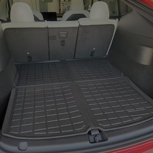 SUPER LINER Floor Mats for Tesla 5-Seat 2021-2023 2024 Custom Fit All Weather TPE Cargo Liner Cargo Trunk Accessories (Does NOT fit 7-Seat)