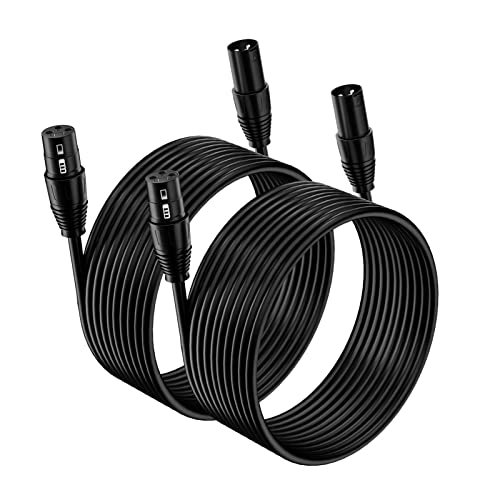 HOOH XLR Cable 25ft 2 Pack, Microphone Cables, XLR Microphone Cable Male to Female Balanced DMX Cable Suitable for Microphones,Radio Station, Speaker Systems,Stage Lighting and More,Black