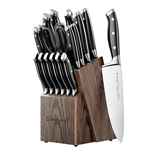 Knife Set, Emojoy Kitchen Knife Set with Block Wooden