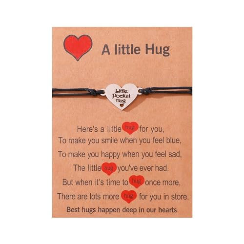 DOYYCA Pocket Hug Bracelets Stainless Steel Heart Mother Daughter Bracelets Inspirational Daughter Gifts from Mom (Red)