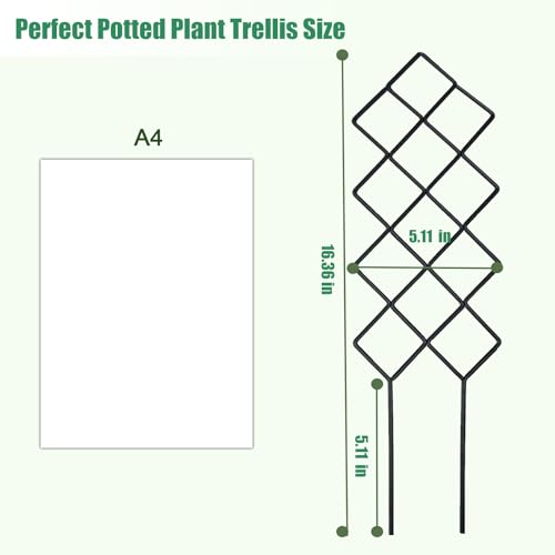 WellSign Metal Trellis for Climbing Plants Indoor, 16.36 inch Small Trellis for Potted Plants Geometric Shape Lattice for Ivy Vines Hoya Houseplants Flower 2 Pack