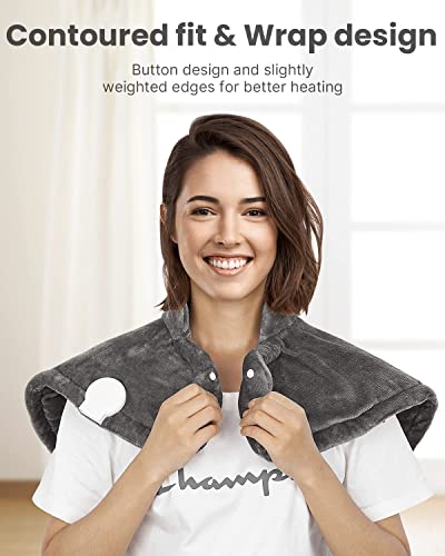 RENPHO Heating Pad for Neck and Shoulders and Back, FSA HSA Eligible, Relaxing Gifts for Women Men Mom Dad, Electric Weighted Heat Pad for Pain Relief with Auto Shut Off, ETL Certified, Gray