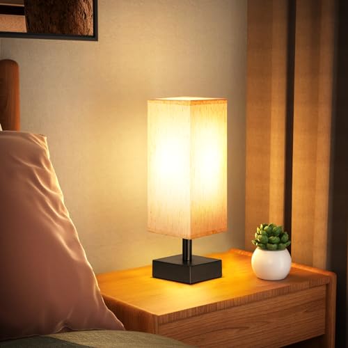 aooshine Navy Blue Small Table Lamp - Bedside Lamp for Bedroom, Minimalist Nightstand Lamp with Silver Base, Desk Lamp for Kids Room Dorm