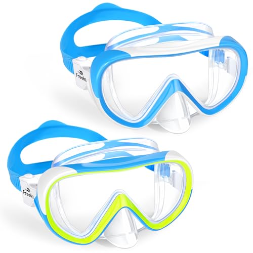 Freela Kids Swim Goggles for Boys Girls Kids 4-7 3-6 6-14 8-12 with Nose Cover, Water Pool Beach Swimming Goggles Mask for Childrens Youth Age 4 5 Tempered Glass Anti Fog Waterproof 180° Clear View