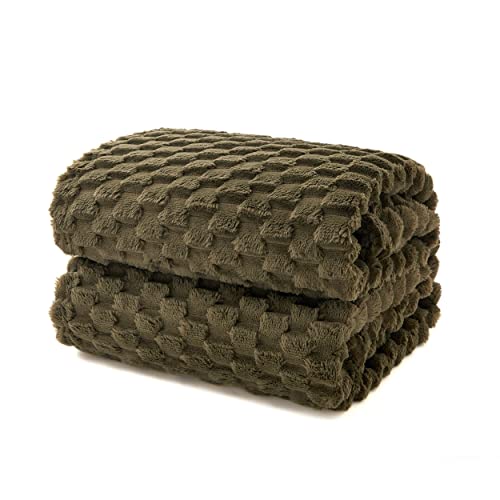 EXQ Home Fleece Throw Blanket for Couch or Bed - 3D Ribbed Jacquard Decorative Blankets - Cozy Soft Lightweight Fuzzy Flannel Blanket Suitable for All Seasons(50"×60",Light Grey)