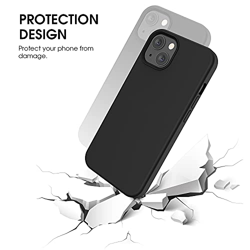 ABITKU Compatible with iPhone 13 Case 2021, Liquid Silicone Soft Gel Rubber 3 Layers Full Coverage Body [with Screen & Camera Protection] Shockproof Drop Case Cover 6.1 inch (Black)