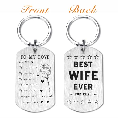 SOUSYOKYO Wife Gifts from Husband, Best Wife Ever Keychain, Sentimental Anniversary Birthday Keychain for Wife Women, Meaningful Mothers Day Present for Wife