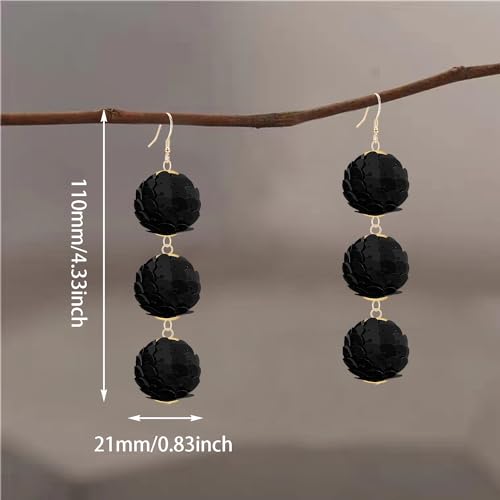 WUWEIJIAJIA Bohemian Handmade Sparkly Sequin Beaded Ball Lightweight Dangle Drop Earrings Summer Vacation Geometry Flower Hook Earrings For Women (Rose Red)