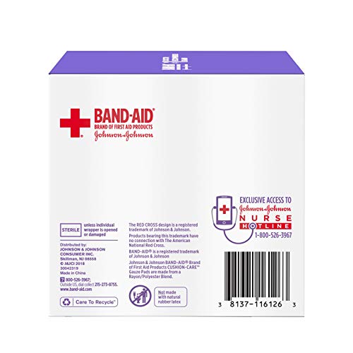 Band-Aid Brand Cushion Care Non-Stick Gauze Pads, Individually-Wrapped, Medium, 3 in x 3 in, 25 Count (Pack of 1)