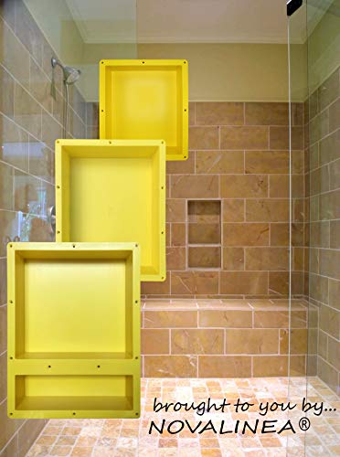 Novalinea 16" x 14" Single Shelf Recessed Shower Niche with Mounting Screws Included, Mounts Flush with 1/2" Backerboard, Ready to Tile, Easy to Install and Waterproof