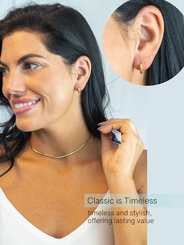 Altitude Boutique Small Gold Hoop Earrings For Women | 18kt Gold Plated Thin Tube Earrings | Lightweight, Hypoallergenic Chunky Gold Open Hoops (Gold 15mm)