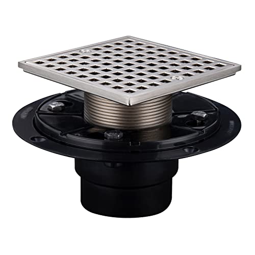 4-1/4 Square Shower Drain for Low Profile Shower Pan Nickel Brushed with Various Finish Style (Pattern1)