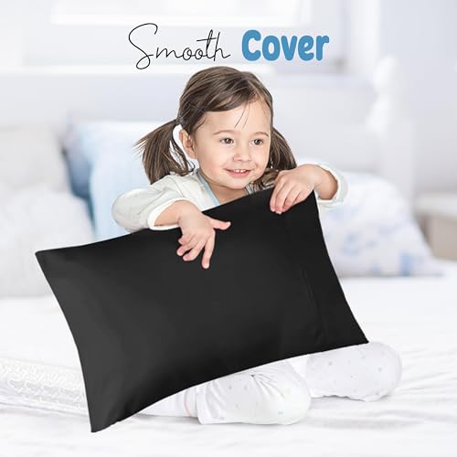 Utopia Bedding Toddler Pillowcases 13" x 18" - 4 Pack - Envelope Closure - Soft Brushed Microfiber Fabric - Shrinkage and Fade Resistant Pillow Covers Inches (Toddler, Black)