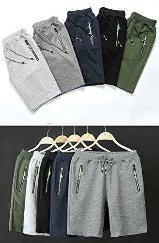 Chrisuno Men's Workout Running Shorts with Zipper Pockets Dark Grey 8XL
