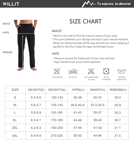 Willit Men's Cotton Yoga Sweatpants Exercise Pants Open Bottom Athletic Lounge Pants Loose Male Sweat Pants with Pockets Stone Gray M