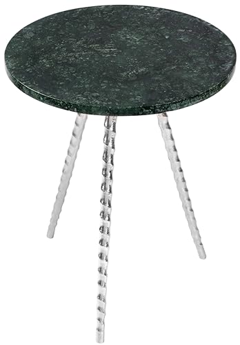 Round Side Table Tray Nightstand Coffee End Table for Living Room Bedroom Small Spaces Bedside Table Mid Century Modern Coffee Table Accent Table 15'' x 18.75'' - Basil Green Gold