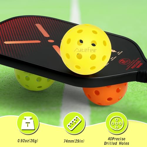 AiteFeir Pickleball Balls - 40 Hole Outdoor Pickleballs,4 Pack Premium Pickleballs,Sport Outdoor Play, High Bounce & Durable Pickle Balls Christmas Birthday Sports Gift