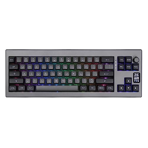 EPOMAKER Shadow-X Gasket Mechanical Keyboard, Hot-Swap 2.4ghz/Bluetooth/USB-C Wired Wireless Gaming Keyboard with Screen, 3000mAh Battery, Poron Foam (Black, Bluebird Switch)
