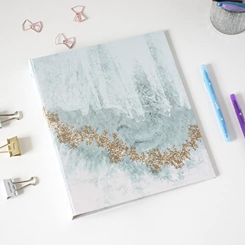 bloom daily planners 1-Inch 3 Ring Binder for School, Office, Home - Decorative 1” Binder Organizer for Standard Letter Size Paper (10" x 11.5”) - Blue Crystal