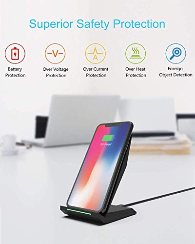 Fast Wireless Charger, [2 Pack] NANAMI Qi Certified Wireless Charging Stand Compatible iPhone 16/16 Pro/16 Pro Max/15/14/13/12/11 Pro, Phone Charger for Galaxy S24/S23/S22/S21/S20 and Qi-Enabled Phone