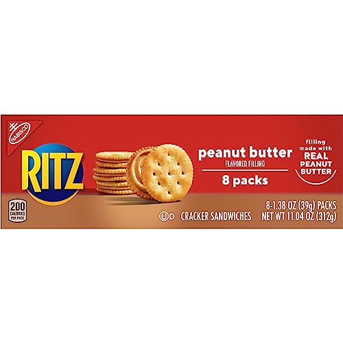 RITZ Peanut Butter Sandwich Crackers, 48 Snack Packs (6 Boxes, 6 Crackers Per Pack)